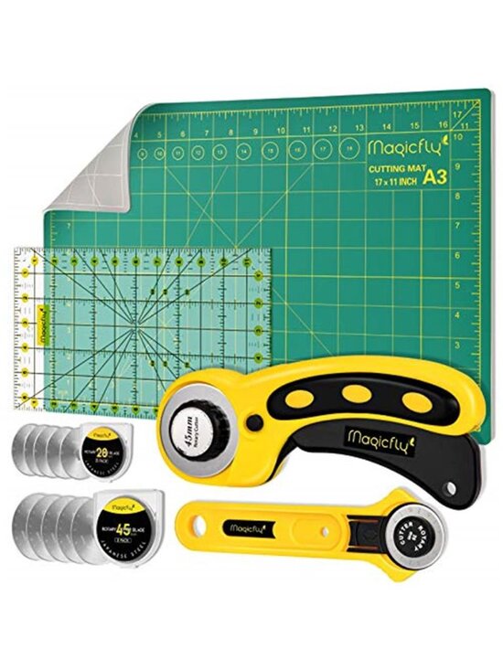 Other - Rotary Cutter Set, 45mm and 28mm Fabric Cutters Kit with Extra 10 Blades, A3
